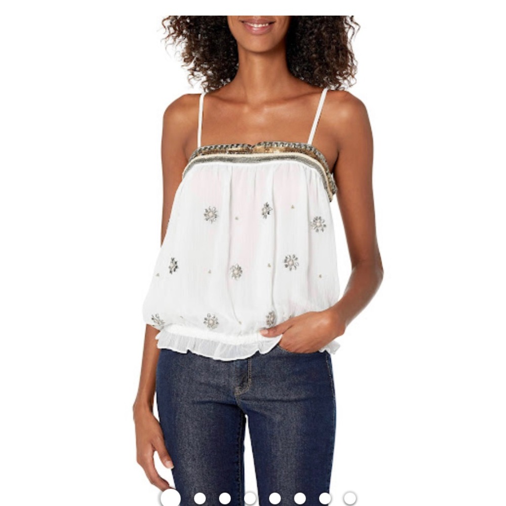 Brand New Ramy Brook Nicolette spaghetti strap beaded blouse